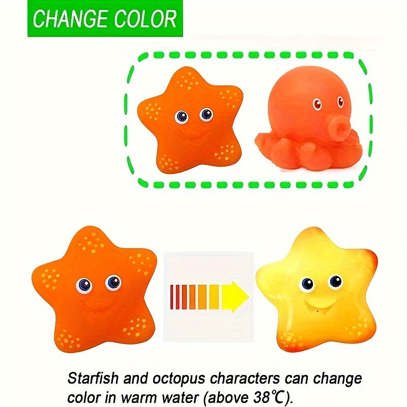 5pcs Squishy Animal Bath Toys Set Water Spray Shark Fishing Game for Kids