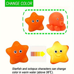 5pcs Squishy Animal Bath Toys Set Water Spray Shark Fishing Game for Kids