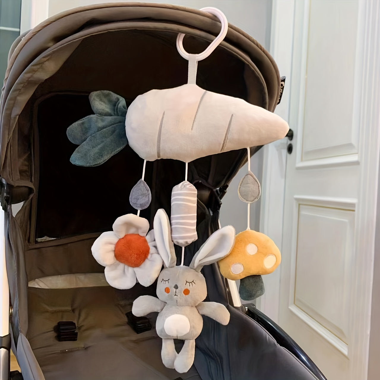 Plush Animal Wind Chime with Squeaker for Baby Car Seat, Stroller, Crib