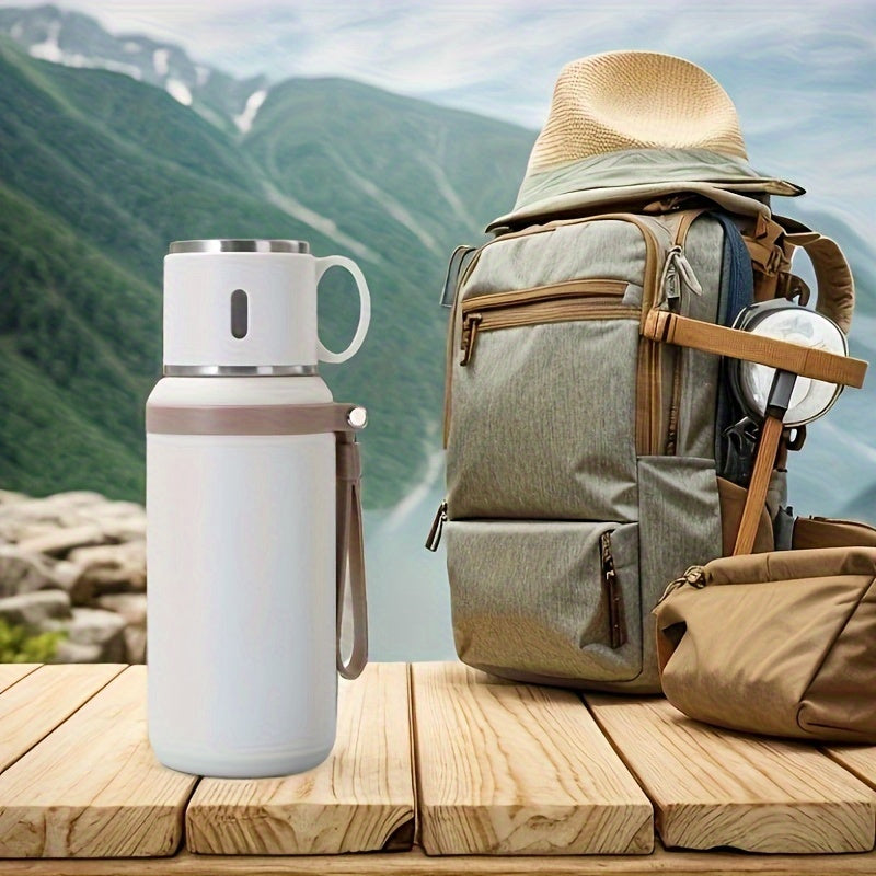 316 SS Insulated Water Bottle with Rope - Portable Kettle Coffee Cup Lid