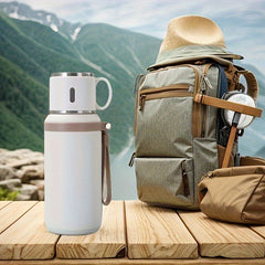 316 SS Insulated Water Bottle with Rope - Portable Kettle Coffee Cup Lid
