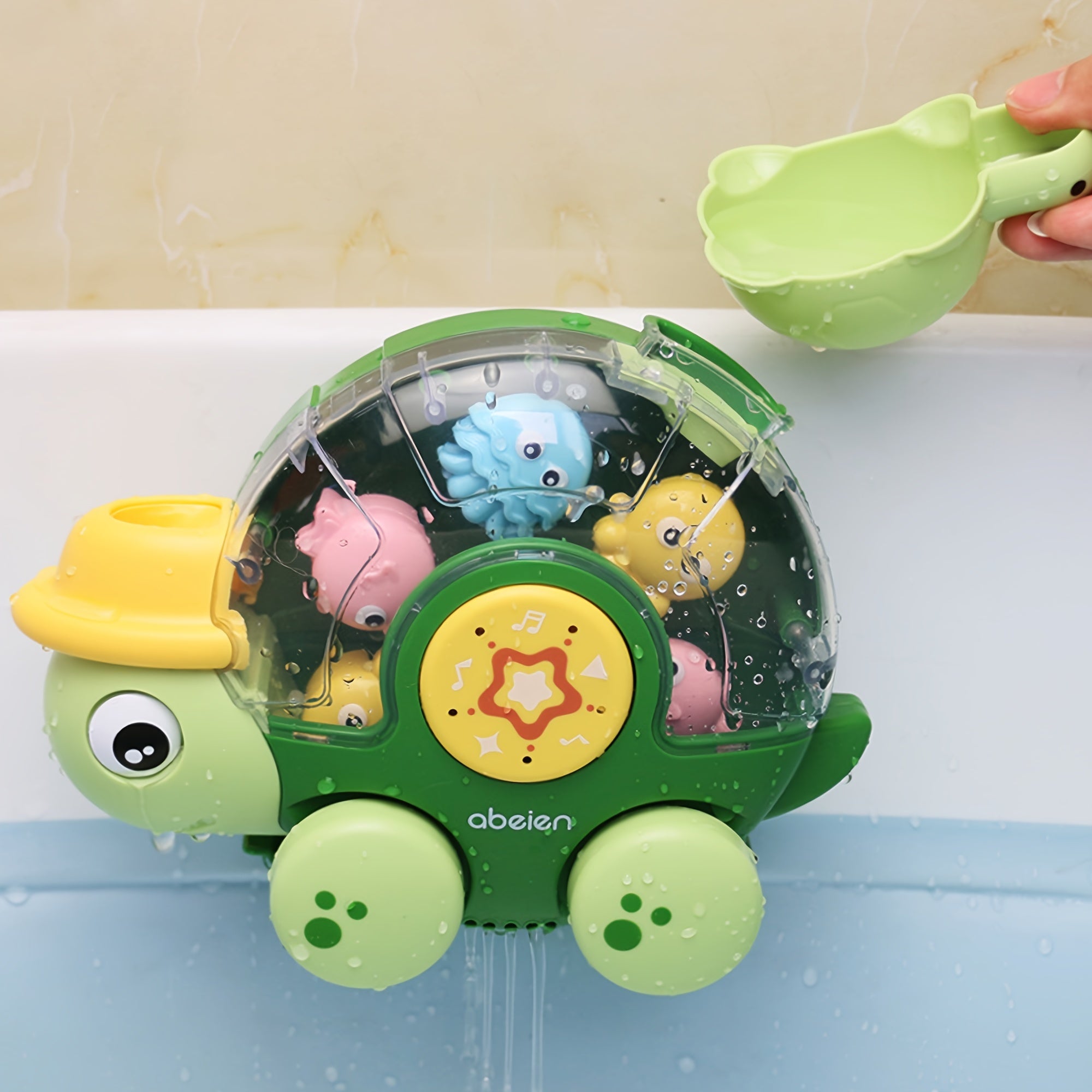 Adorable Cartoon Turtle Water Wheel Toy PVC Material