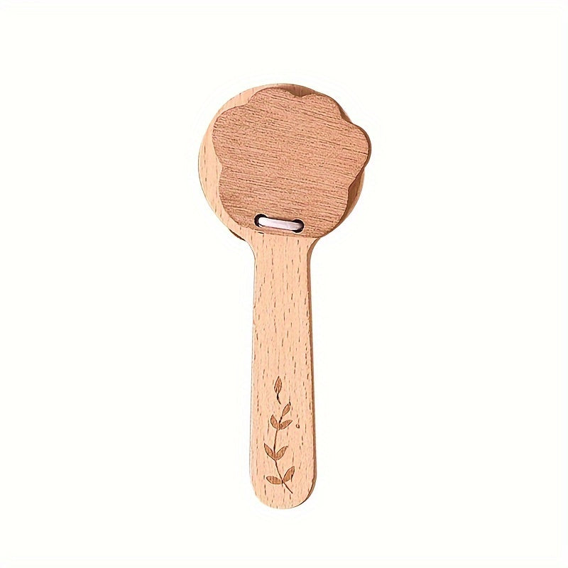 Wooden Bear Shaped Baby Rattle Bell Toy