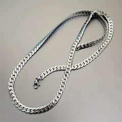 Embossed Cuban Chain Necklace Stainless Steel Women's Jewelry
