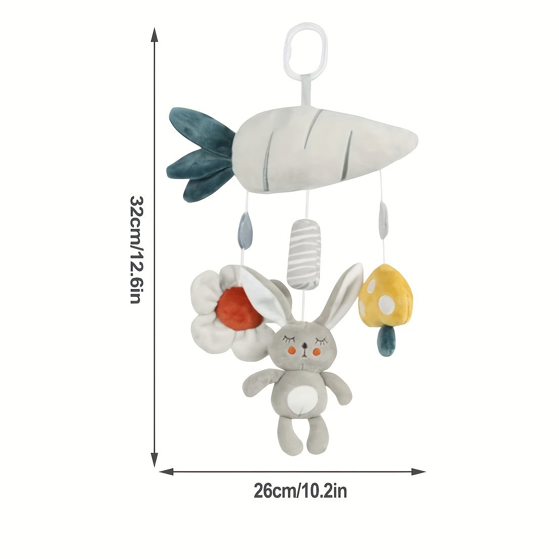 Plush Animal Wind Chime with Squeaker for Baby Car Seat, Stroller, Crib