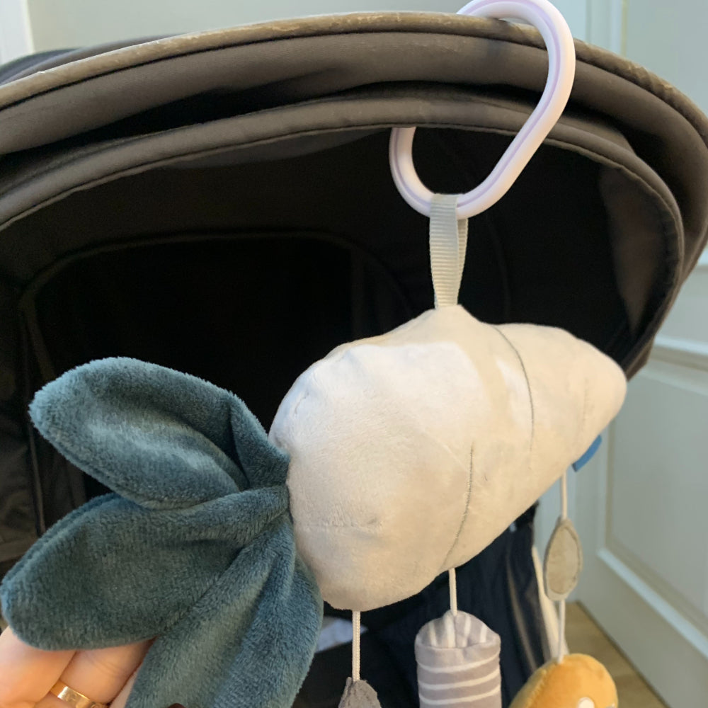 Plush Animal Wind Chime with Squeaker for Baby Car Seat, Stroller, Crib