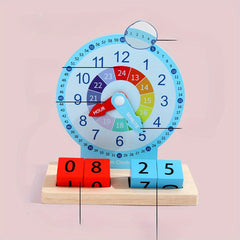 Wooden Early Education Alarm Clock Block Cube Game Learning Tools