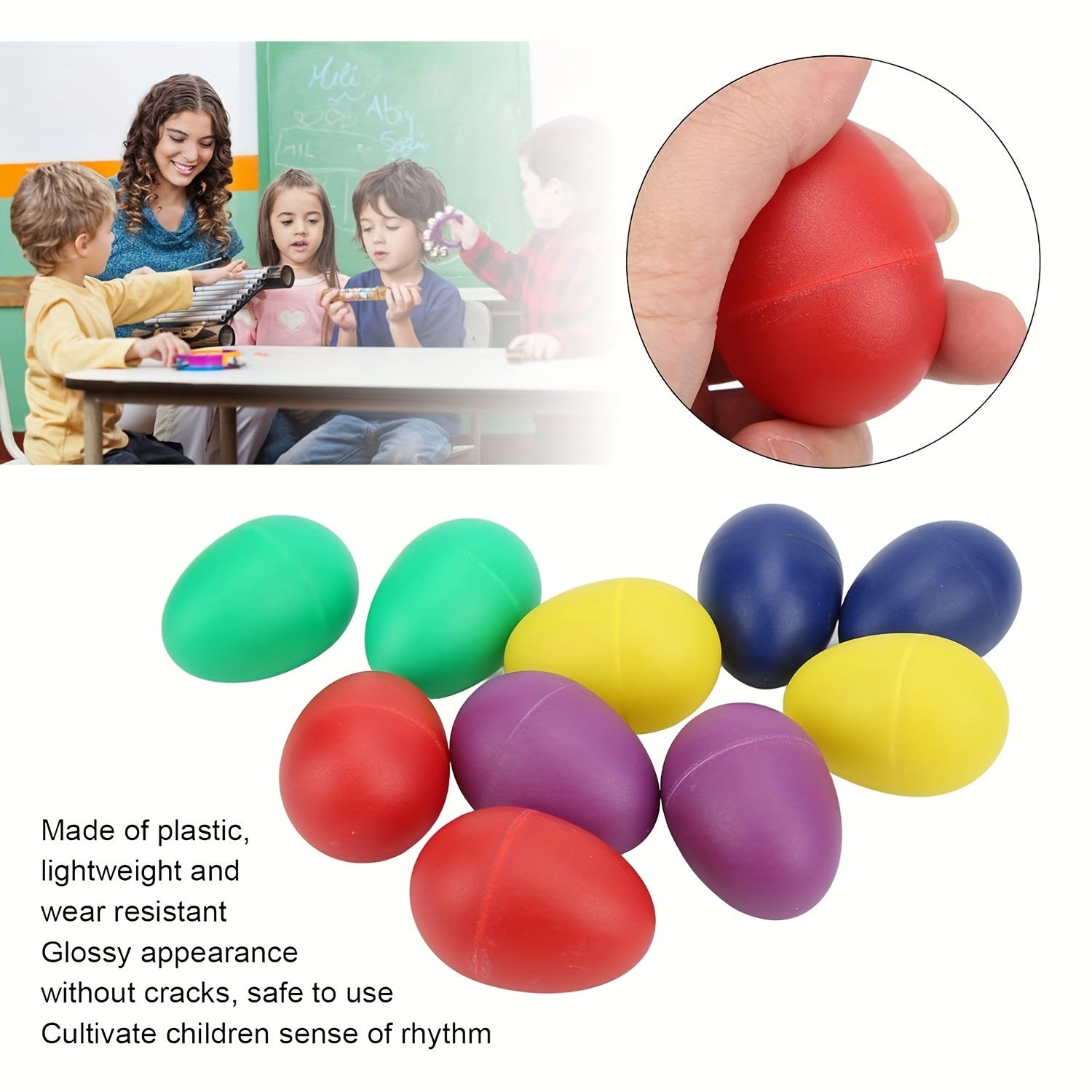 Colorful Plastic Sand Egg Shaker Musical Toy for Youngsters Random Selection