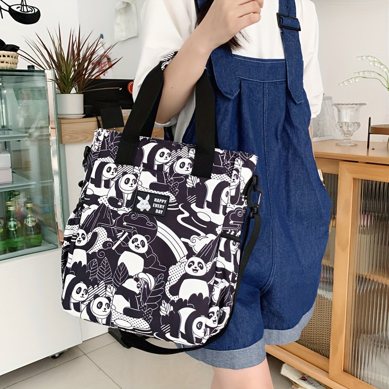 Cat Print Canvas Messenger Bag for Laptop
