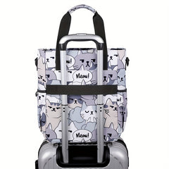 Cat Print Canvas Messenger Bag for Laptop