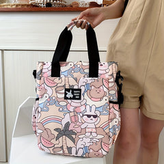 Cat Print Canvas Messenger Bag for Laptop