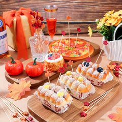 50pcs Bamboo Cocktail Picks for Drinks & Appetizers, Autumn Party Decorations