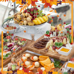 50pcs Bamboo Cocktail Picks for Drinks & Appetizers, Autumn Party Decorations