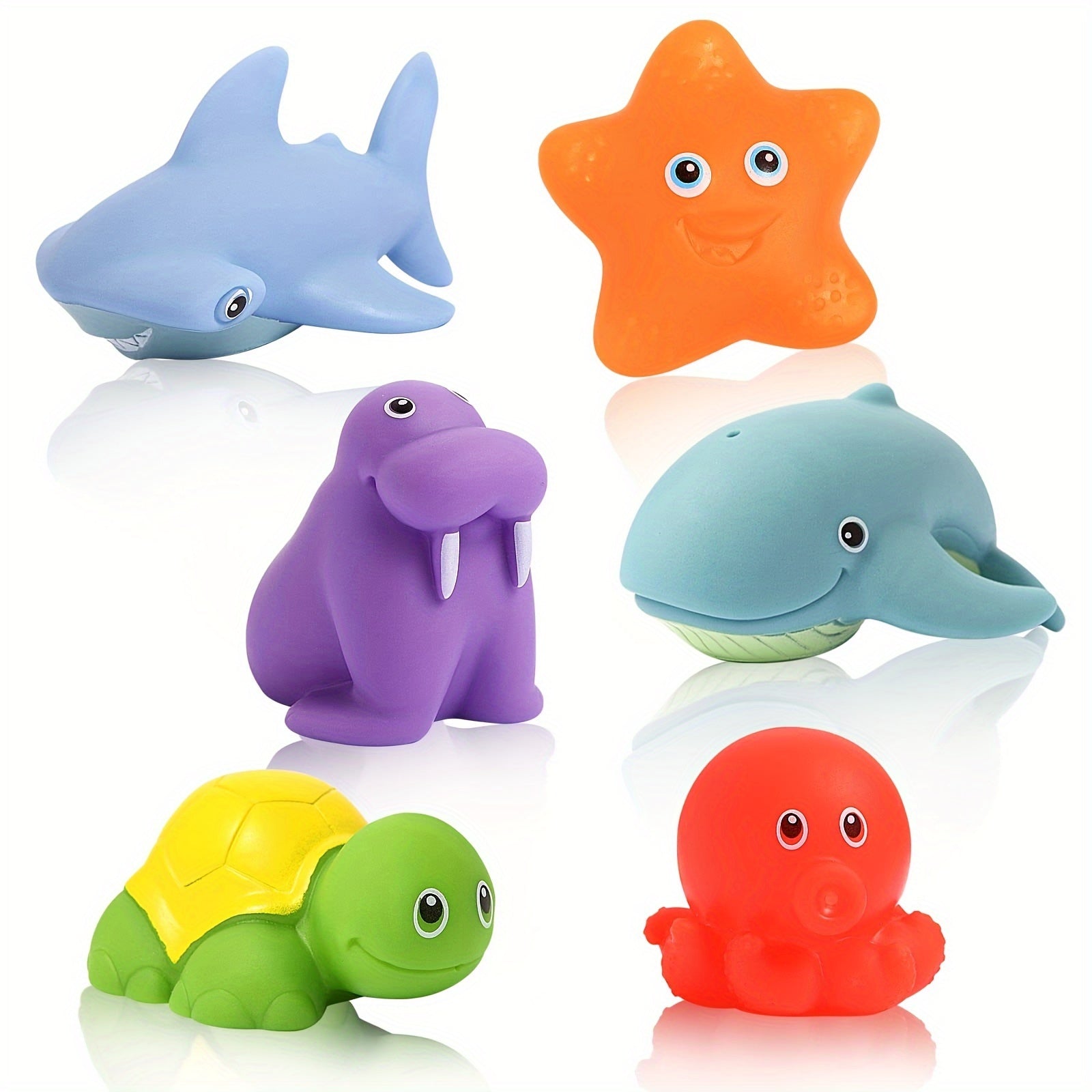 6pcs Rubber Ocean Animals Bath Toys Shower Floating Swimming Halloween