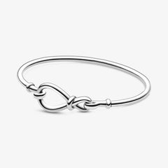 925 Silver Pan Charm Infinity Knot Chain Bracelet Bangle DIY Gift