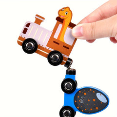 AotBlcer Wooden Dinosaur Train Magnetic Building Blocks Educational Toy