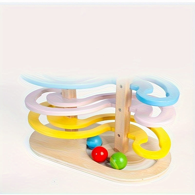 Wooden Marble Run Track Set for Kids