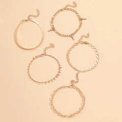5Pcs Heart Anklet Chain Set for Women, Boho Foot Jewelry Gift