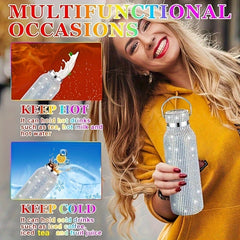 Sparkling Studded Vacuum Flask 500ml Insulated Water Bottles Travel Thermal Cups