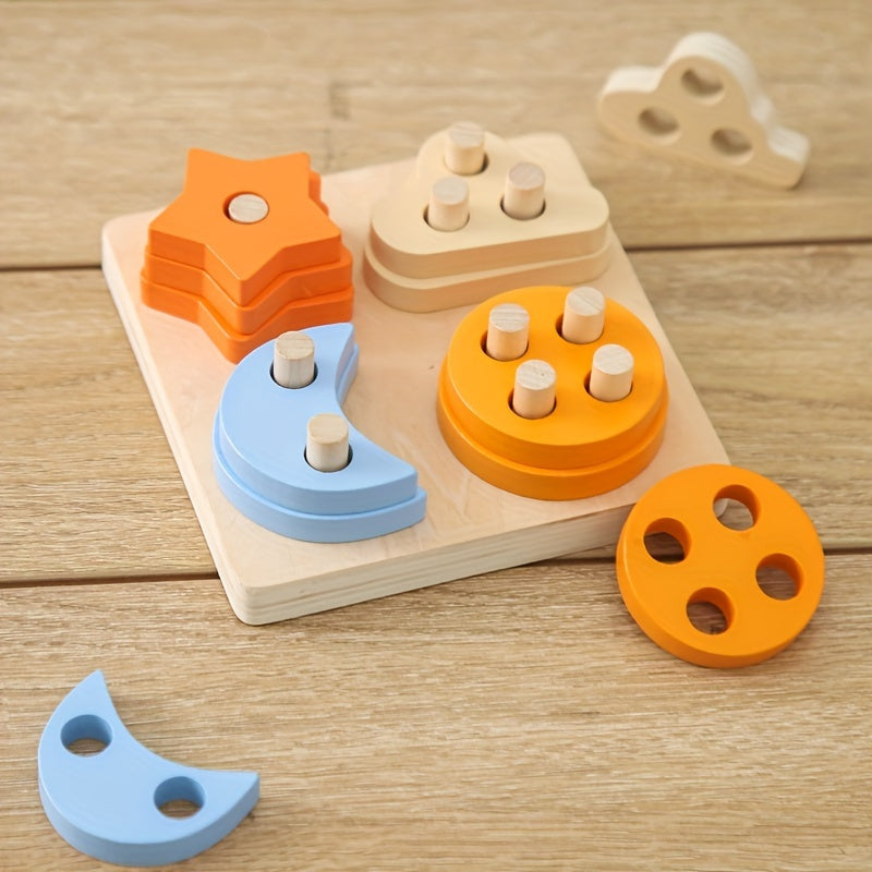 Wooden Geometric Shape Matching Column Group Toys