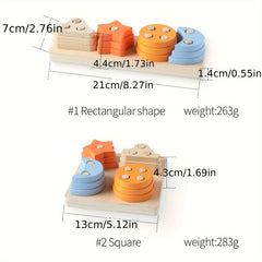 Wooden Geometric Shape Matching Column Group Toys
