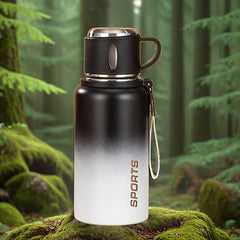316 SS Insulated Water Bottle with Rope - Portable Kettle Coffee Cup Lid