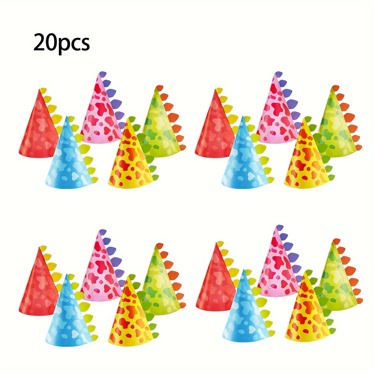 20pcs Dinosaur Party Hats for Birthday & Themed Events