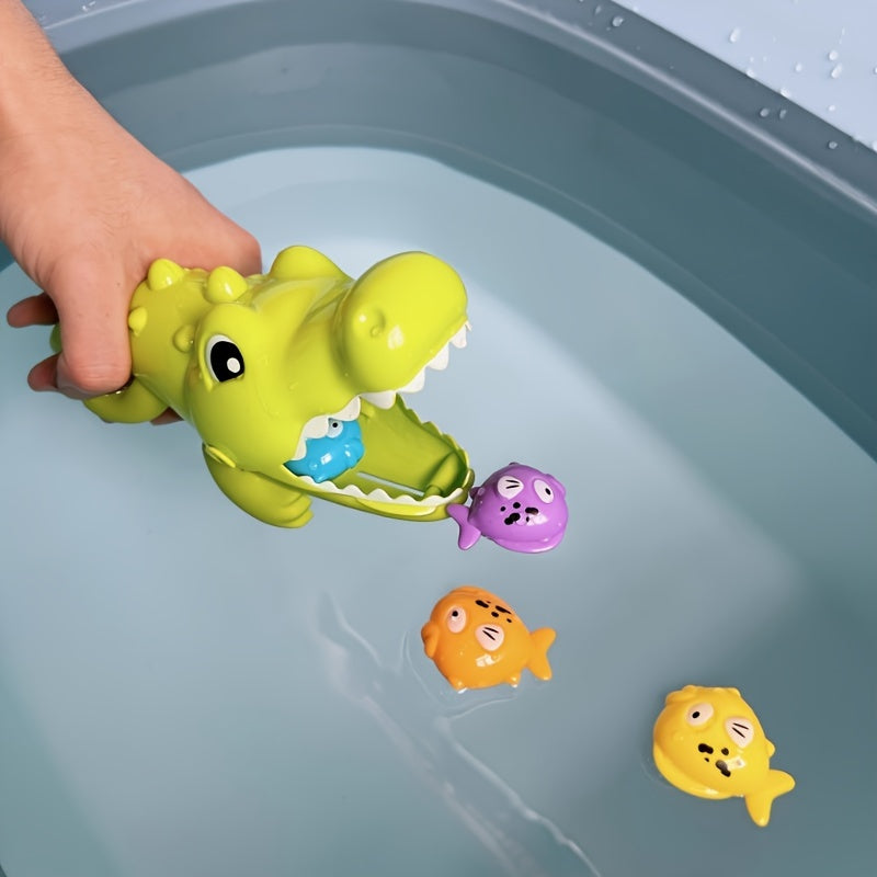 Interactive Crocodile Bath Toy with 4 Mini Fish Fun Bathroom Play Set