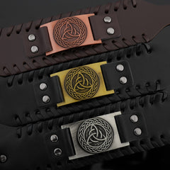 Viking Totem Bracelet Retro Triangle Logo Faux Leather