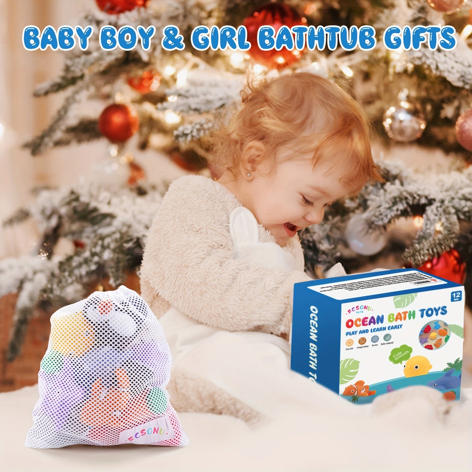 18pcs Ocean Animal Bath Toys for Kids 1-3 Years Old