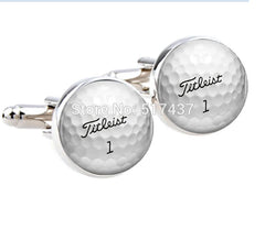 Golf Ball Cufflinks Round Glass Hand CuffLinks Men Wedding Jewelry Gift