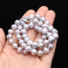 Grey Freshwater Pearl Necklace 8-9mm Round Pearls 45cm