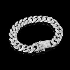 Rhinestone Bracelet Cuban Link Silver Jewelry Bracelet