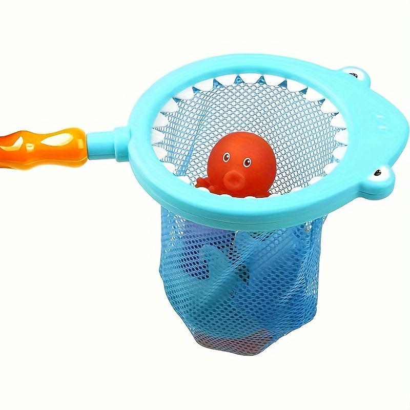 5pcs Squishy Animal Bath Toys Set Water Spray Shark Fishing Game for Kids