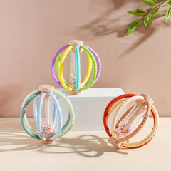 Wooden & Silicone Rattle + Colorful Sand Timer Set