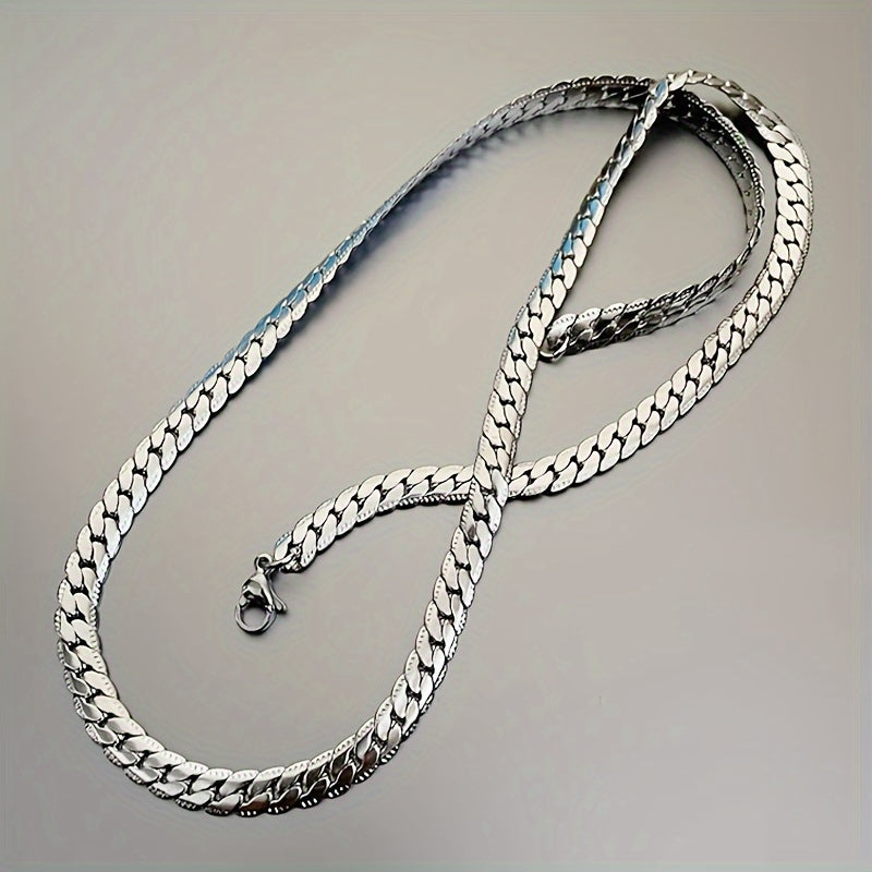 Embossed Cuban Chain Necklace Stainless Steel Women's Jewelry