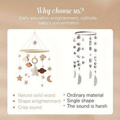 Wooden Stars Rattles Bed Bell Hand Crochet for Crib Stroller