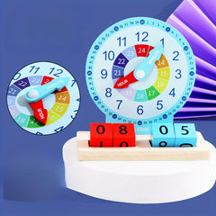 Wooden Early Education Alarm Clock Block Cube Game Learning Tools