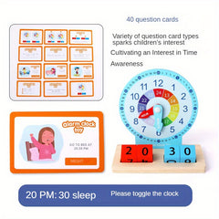Wooden Early Education Alarm Clock Block Cube Game Learning Tools