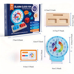 Wooden Early Education Alarm Clock Block Cube Game Learning Tools