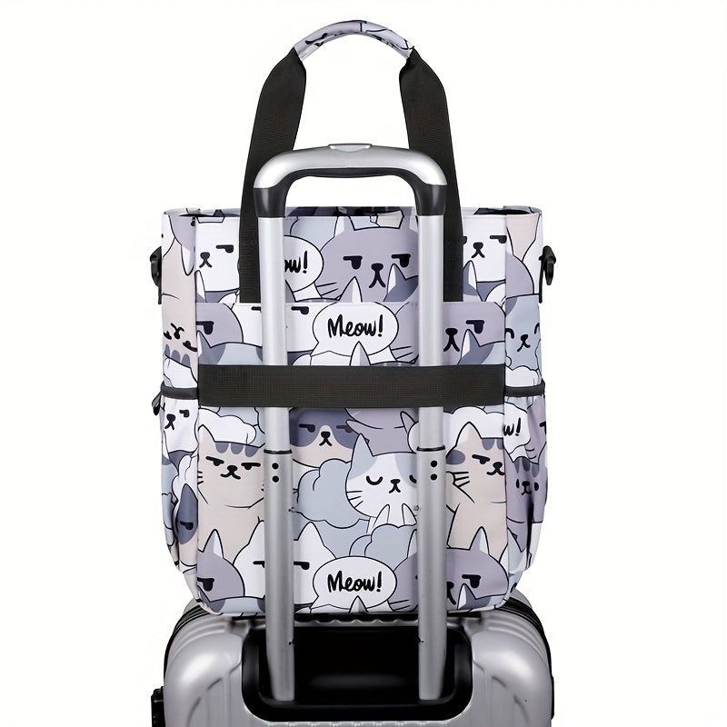 Cat Print Canvas Messenger Bag for Laptop