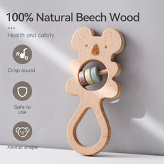 Koala Wooden Hand Rattle Early Learning Chewable Toy for Kids