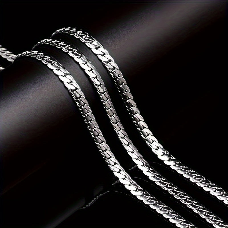 Embossed Cuban Chain Necklace Stainless Steel Women's Jewelry