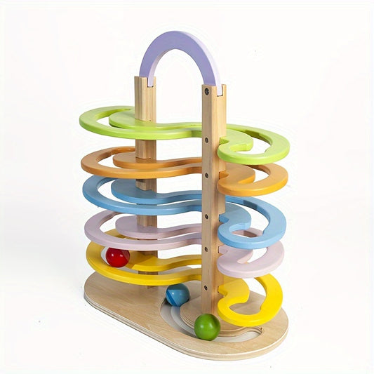 Wooden Marble Run Track Set for Kids