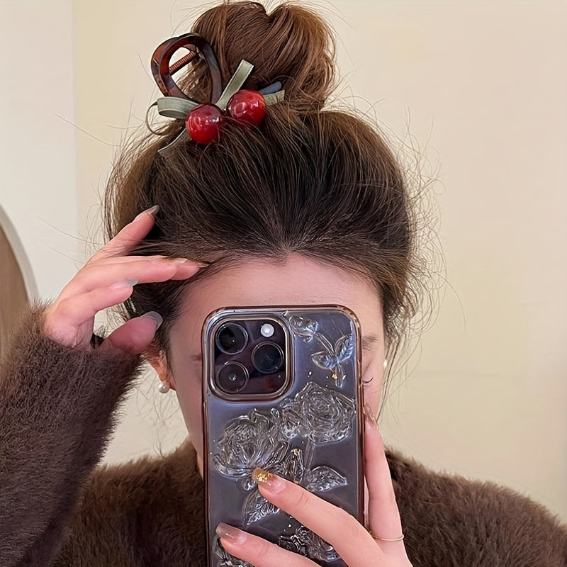Retro Cherry Hair Claw Clip for Women Girls