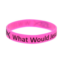 50 PCS WWJD Silicone Wristband 1/2 Inch Wide Adult Size 4 Colors
