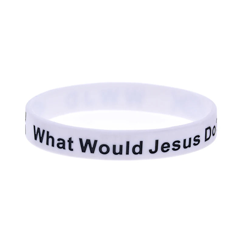 50 PCS WWJD Silicone Wristband 1/2 Inch Wide Adult Size 4 Colors