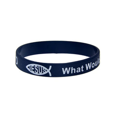 50 PCS WWJD Silicone Wristband 1/2 Inch Wide Adult Size 4 Colors