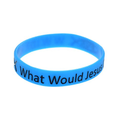 50 PCS WWJD Silicone Wristband 1/2 Inch Wide Adult Size 4 Colors