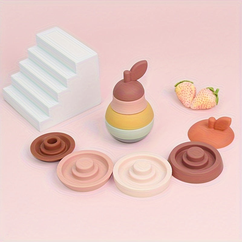 Silicone Stacking Toys Fruit Building Blocks Nesting Toys Colorful Stack Block